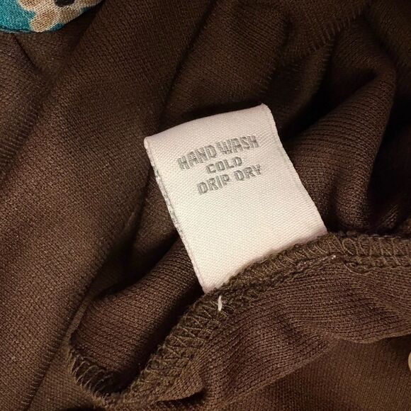 Dressbarn Tank Midi Shift Dress Brown Turquoise Paisley‎ Crochet NEW Sz 16W - Picture 12 of 13